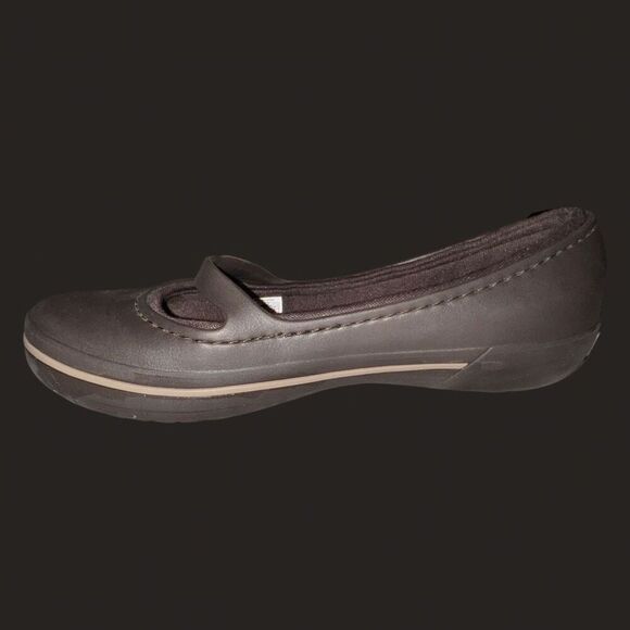 Crocs Women's Crocband Flats Mary Jane Slip On Croclite Brown Size 7 - Picture 7 of 7